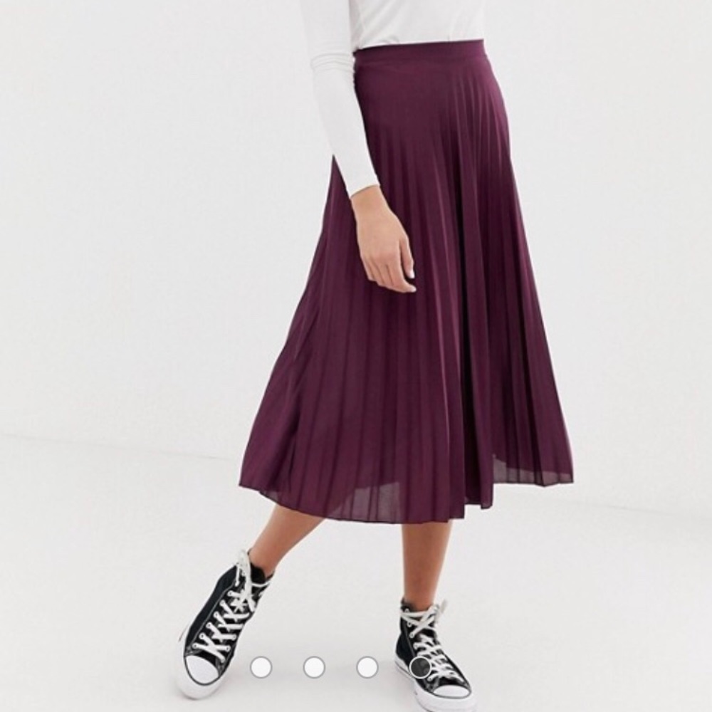ASOS pleated midi skirt oxblood